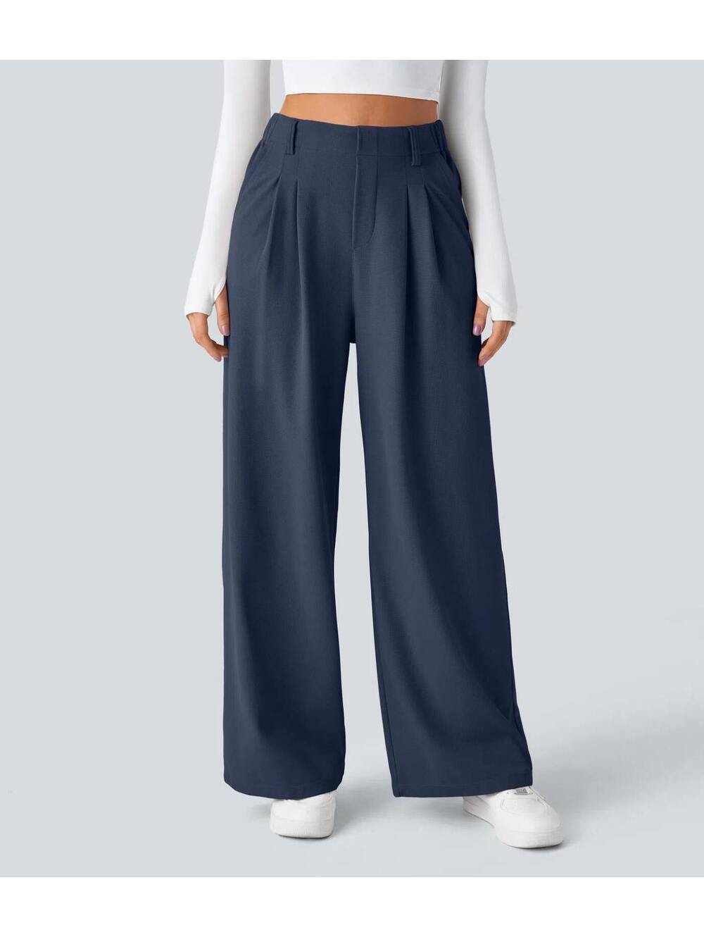HALARA High Waisted Pocket Wide Leg Waffle Work Pants Size XL